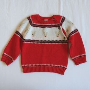 pat pat red reindeer 100% viscose comfy crewneck knit sweater 3T toddler unisex